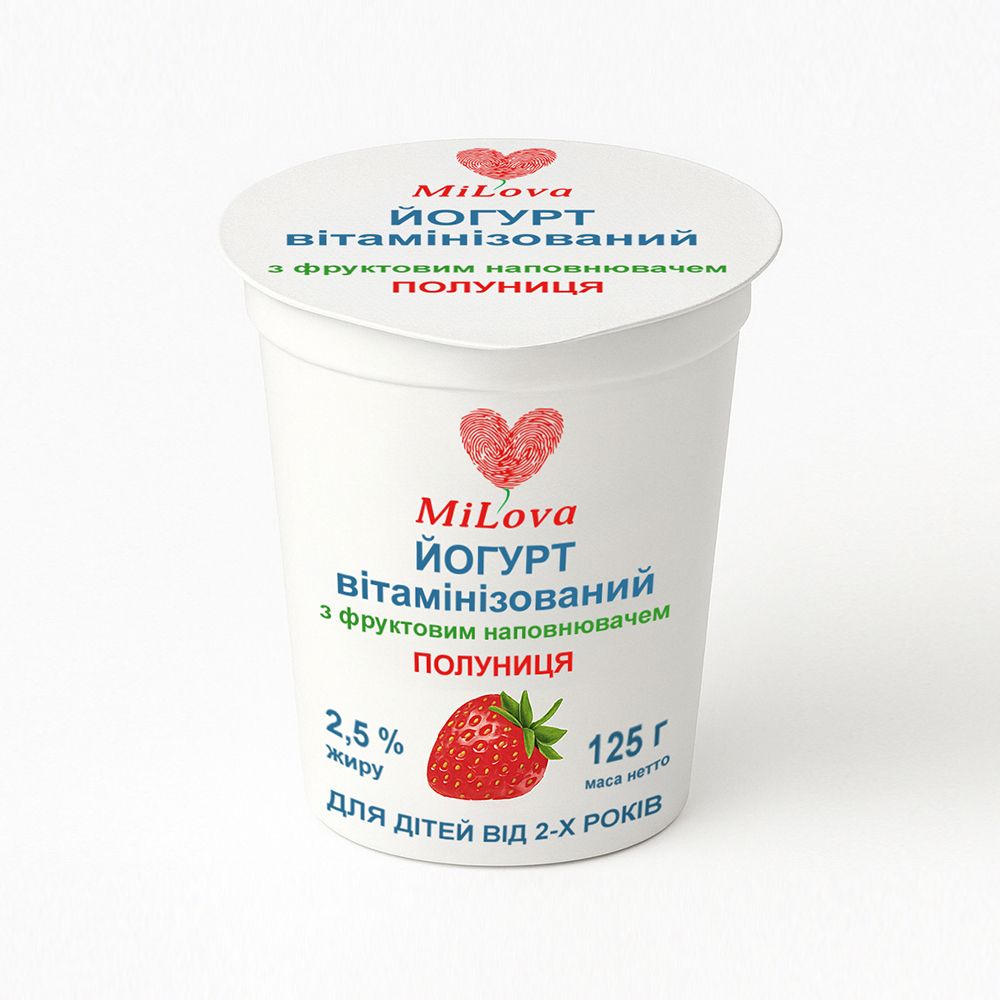 Йогурт вітамінізований MiLova 2.5% жиру для дітей від 2-х років